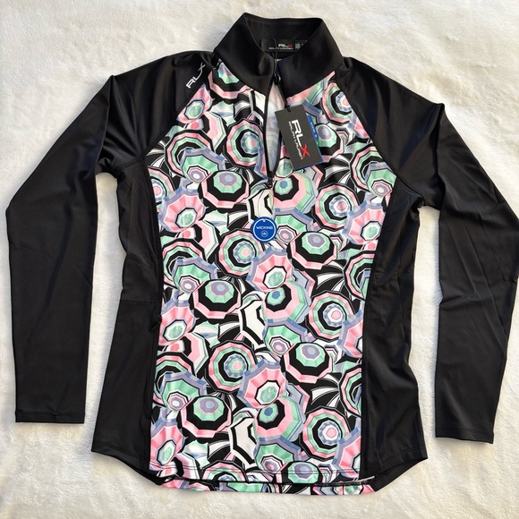 RLX Ralph Lauren Long Sleeve Black Printed Golf/Tennis Polo Performance Shirt--S - Picture 11 of 16